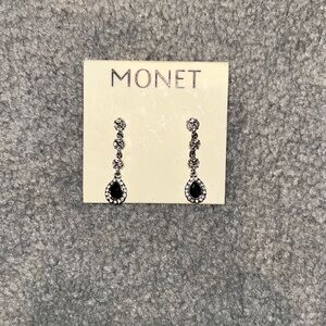 Monet Black and Silver Drop Earrings